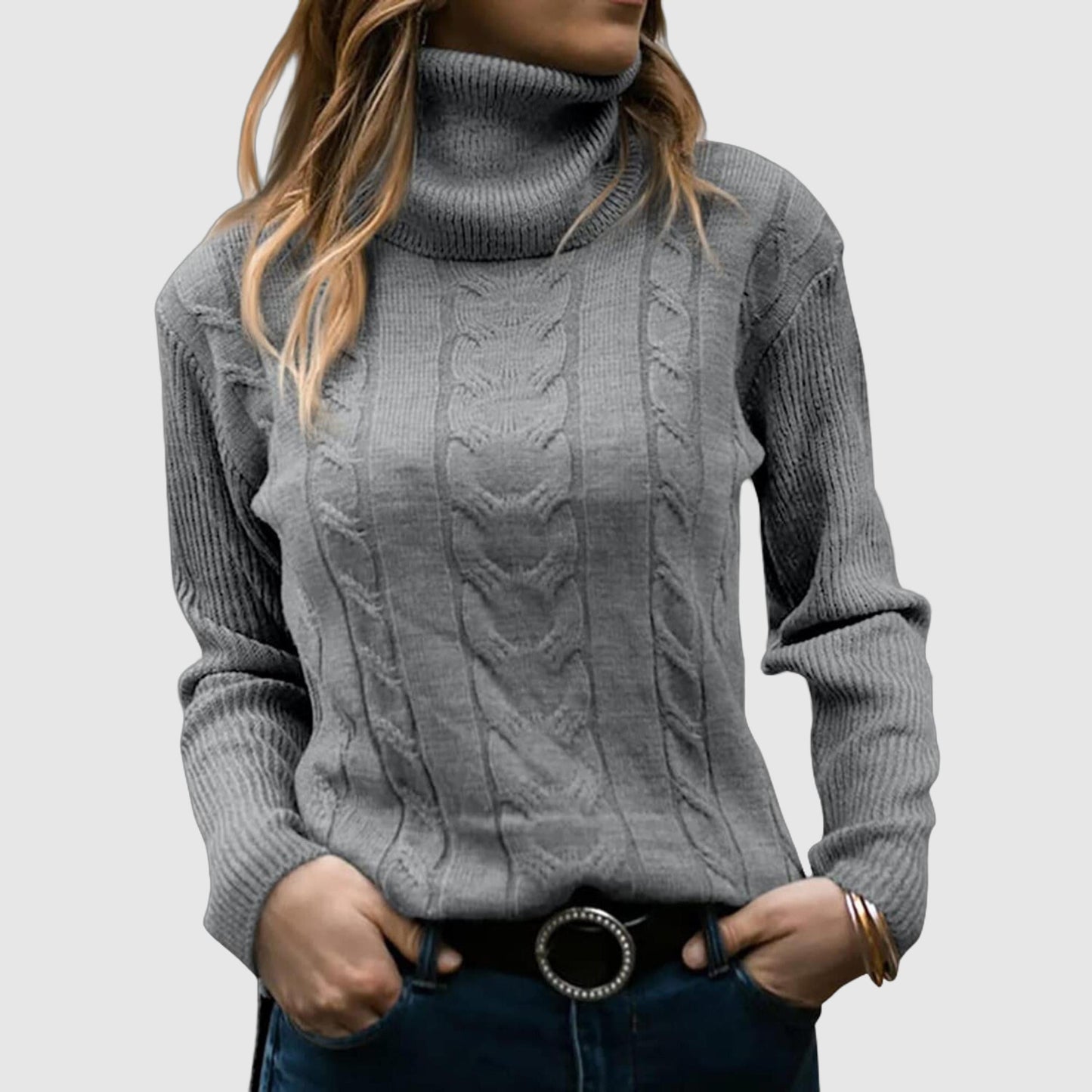 Maglione Donna Collo Alto Morbido Vestibilità Larga Autunno Inverno