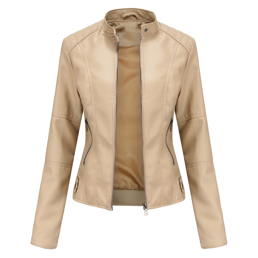 Giacca Biker Donna con Colletto a Sbuffo
