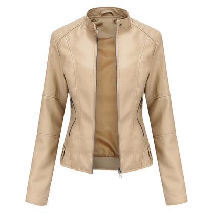 Giacca Biker Donna con Colletto a Sbuffo
