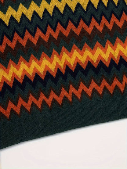 Maglione Donna Retro Motivo Zigzag Vestibilità Classica
