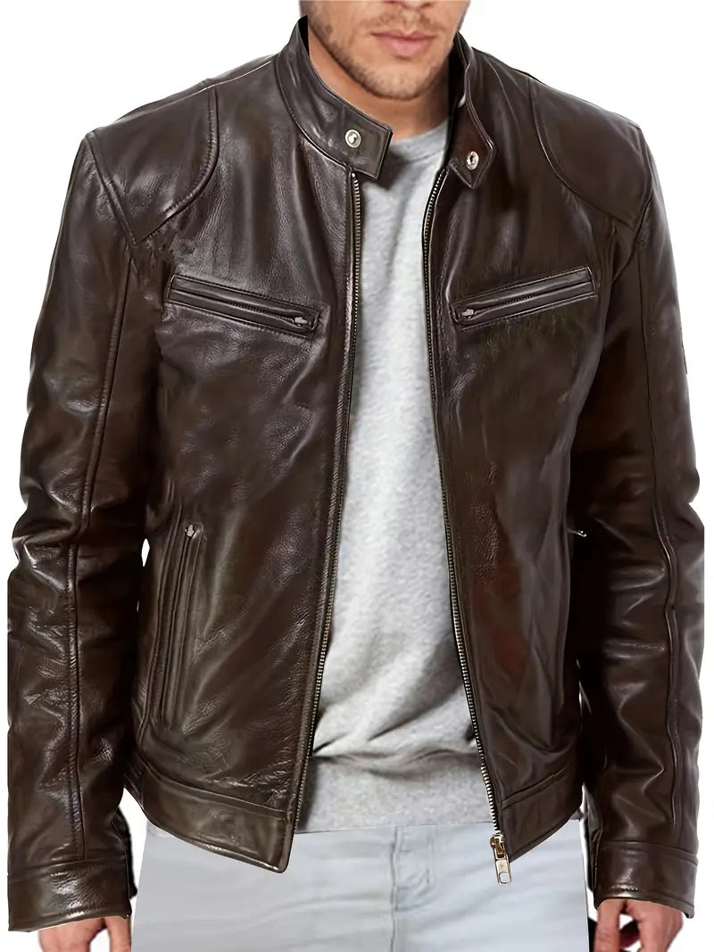Giacca Uomo in Pelle Stile Classico Vestibilità Moderna