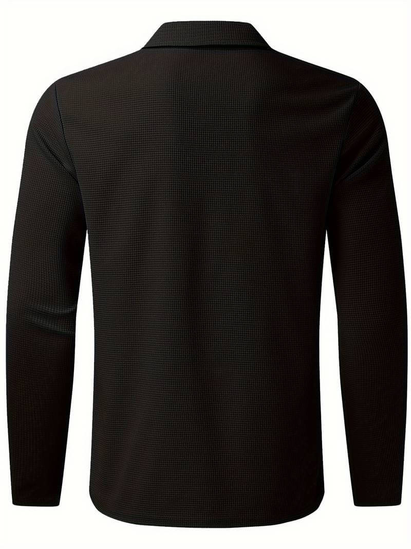 Maglia Uomo in Tessuto Waffle Manica Lunga Scollo a V