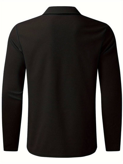 Maglia Uomo in Tessuto Waffle Manica Lunga Scollo a V