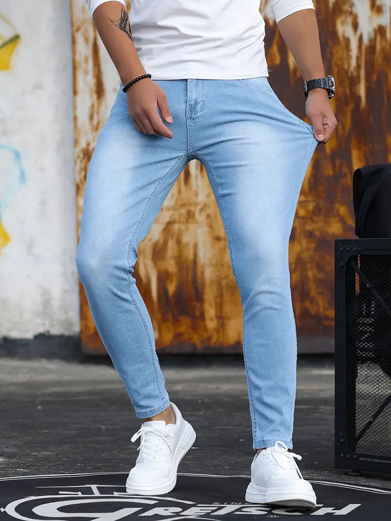 Jeans Skinny Uomo in Denim Stretch Comfort Fit