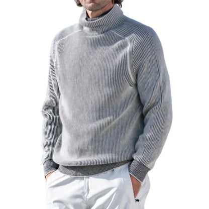 Maglione Uomo a Collo Alto con Maglia a Coste Caldo e Classico