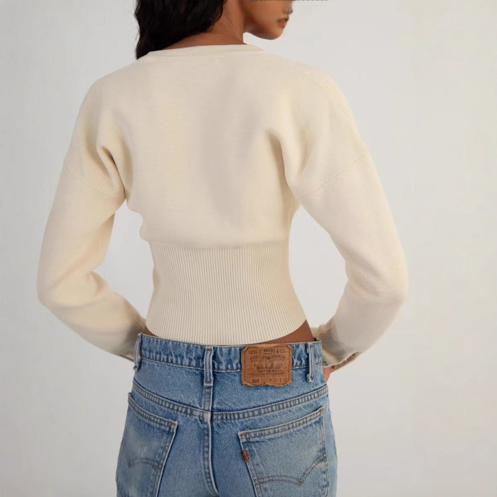Cardigan Donna con Bottoni e Maniche Lunghe in Maglia