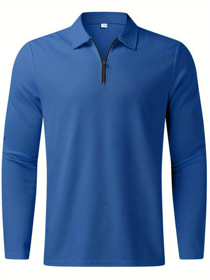 Maglia Uomo in Tessuto Waffle Manica Lunga Scollo a V