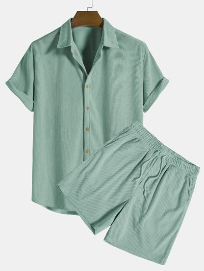 Completo Uomo Estate Camicia e Pantaloncini Leggeri