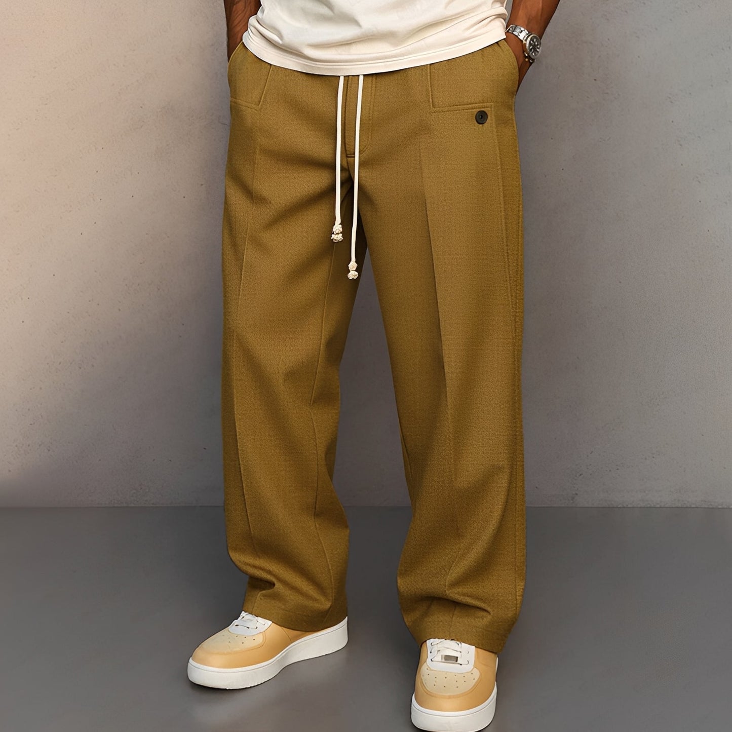 Pantaloni Uomo Comodi Taglio Dritto con Coulisse