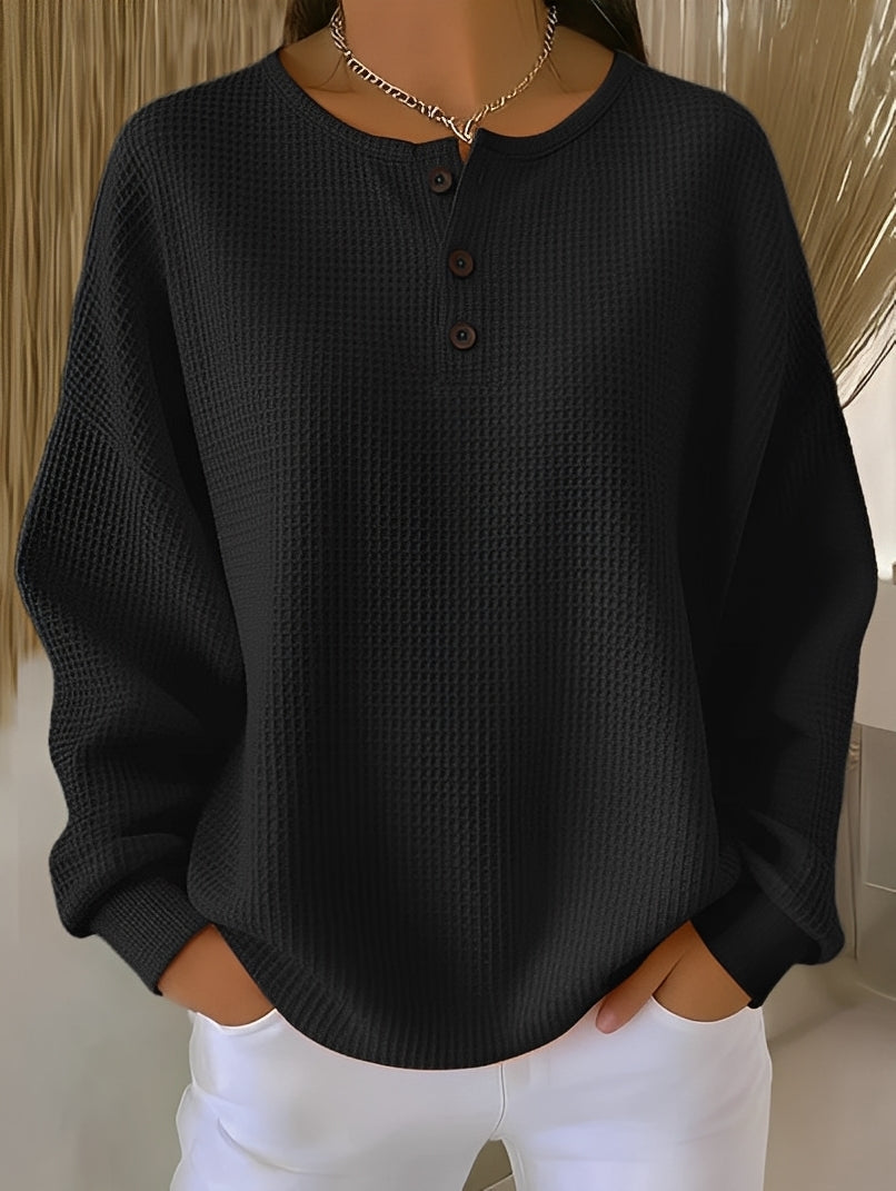 Maglione Donna in Maglia a Nido dApe con Bottoni Comodo