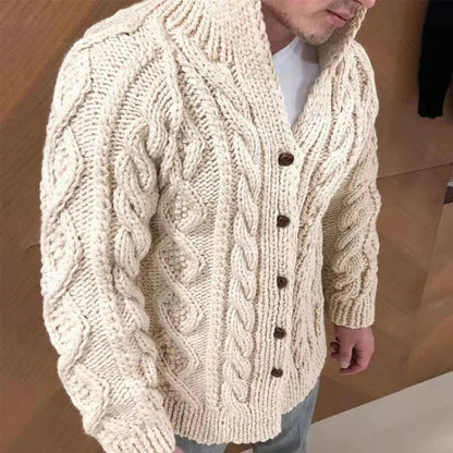 Cardigan Uomo Maglia Spessa a Treccia Caldo e Morbido