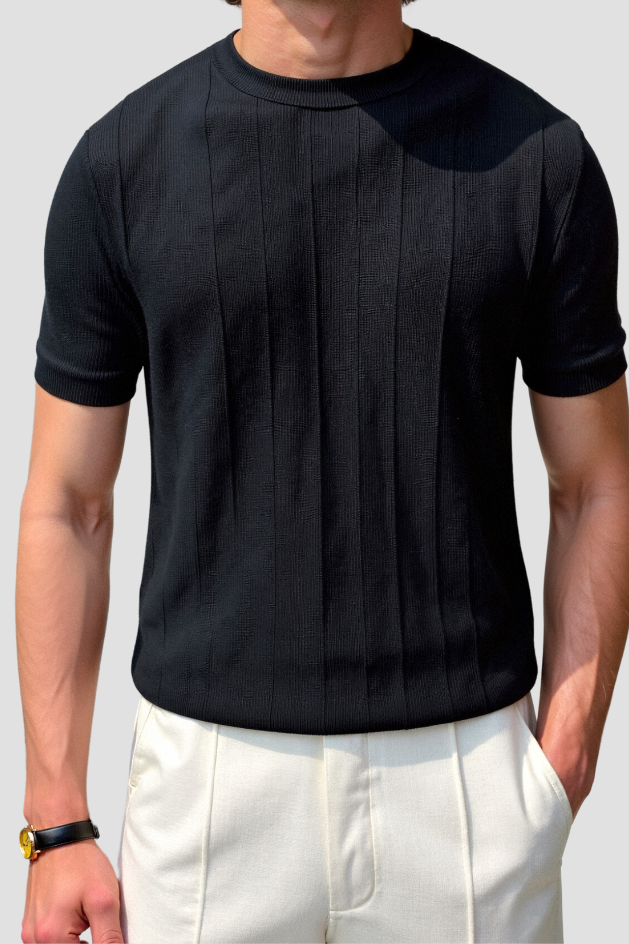 T-shirt Uomo Cotone Heavy Girocollo a Righe
