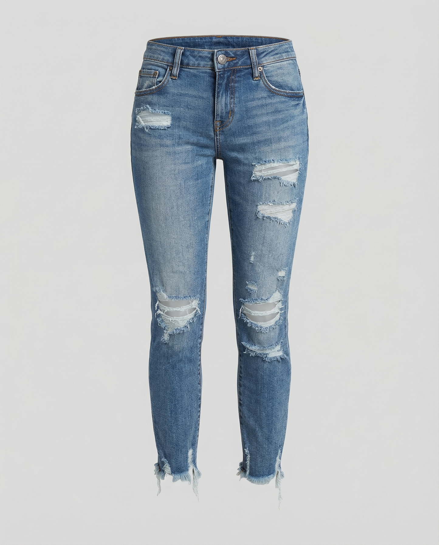 Jeans Donna Strappati Vestibilità Slim
