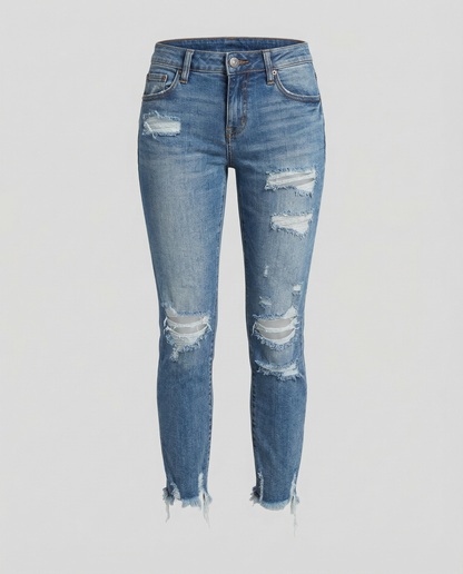 Jeans Donna Strappati Vestibilità Slim
