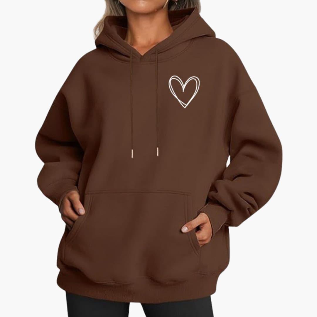 Felpa Donna con Cappuccio Stampa Cuore Regular Fit