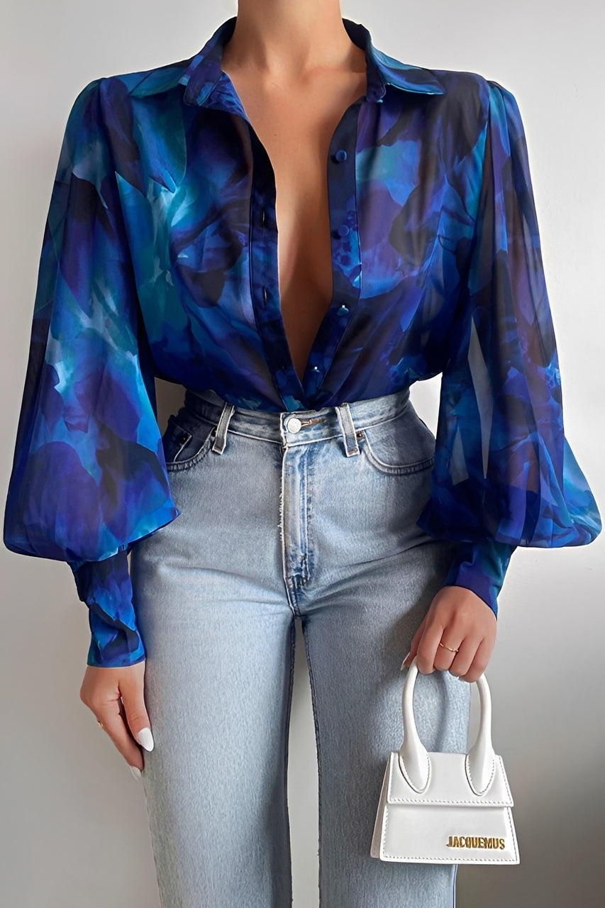 Blusa Donna con Maniche a Palloncino Elegante