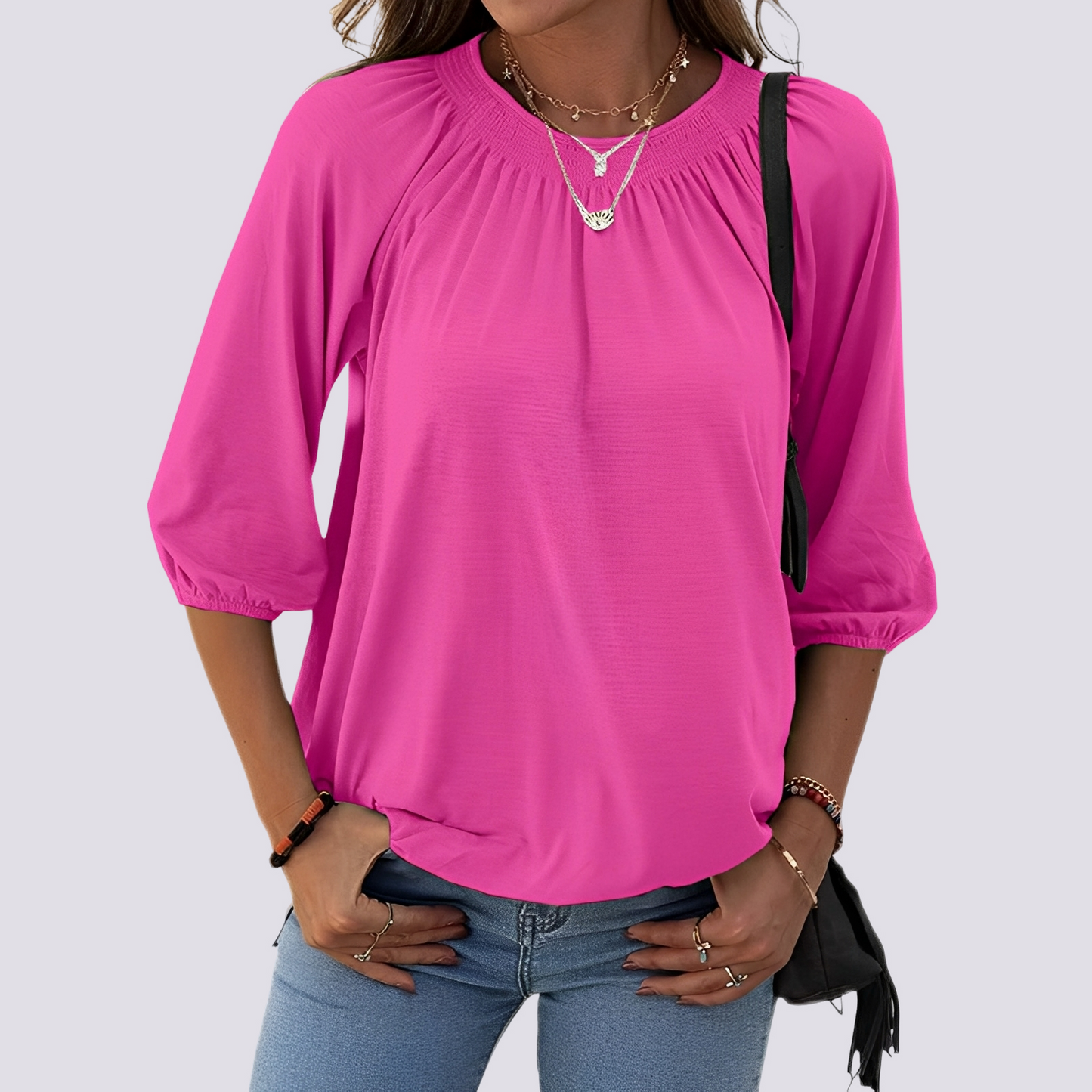 Camicia Donna Tessuto Morbido Girocollo Vestibilità Comoda