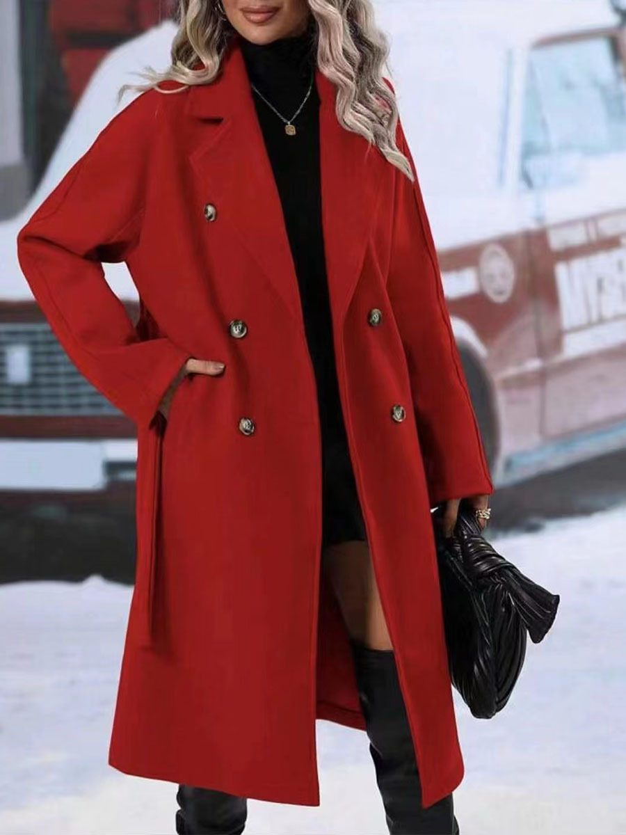 Trenchcoat Donna Classico Doppio Bottone Caldo Autunno Inverno