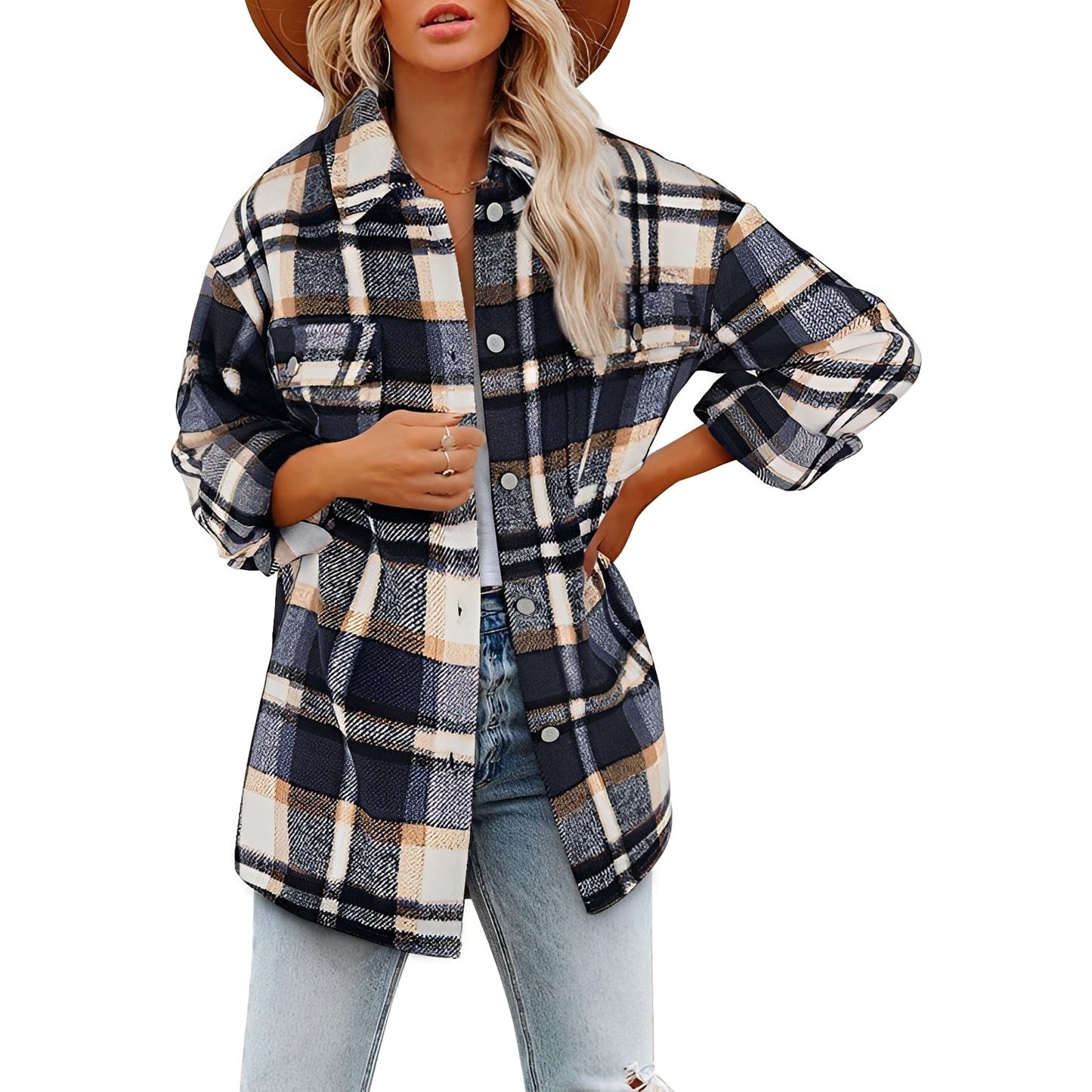 Camicia Donna in Lana a Quadri Regular Fit