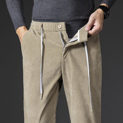 Pantaloni Chino Uomo in Velluto a Coste Vestibilità Comoda