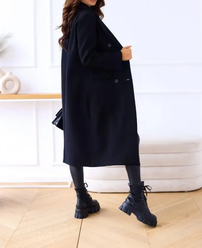 Trenchcoat Donna Elegante in Tessuto Sagomato Manica Lunga
