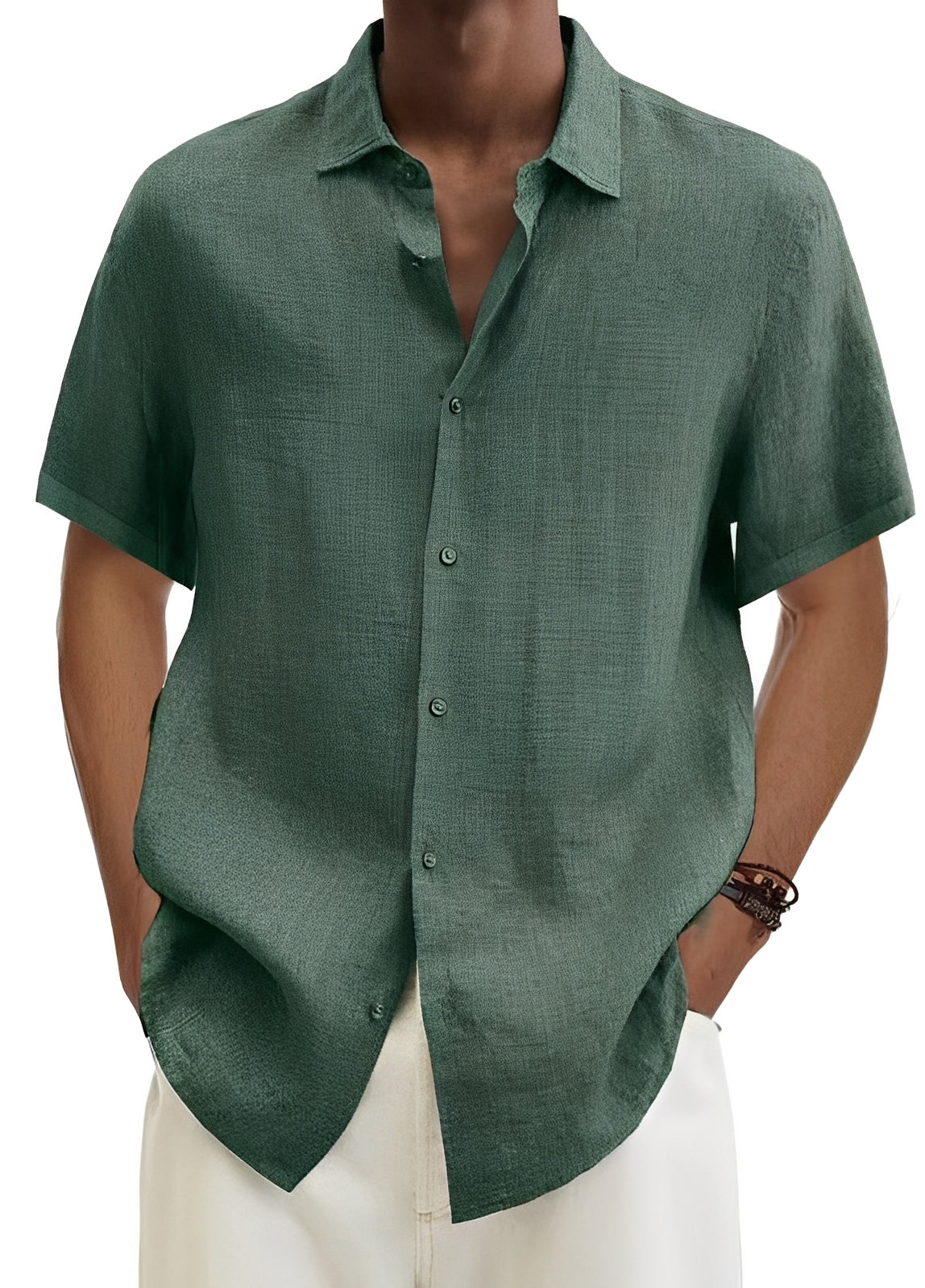 Camicia Uomo Cotone Bottoni Vestibilità Larga