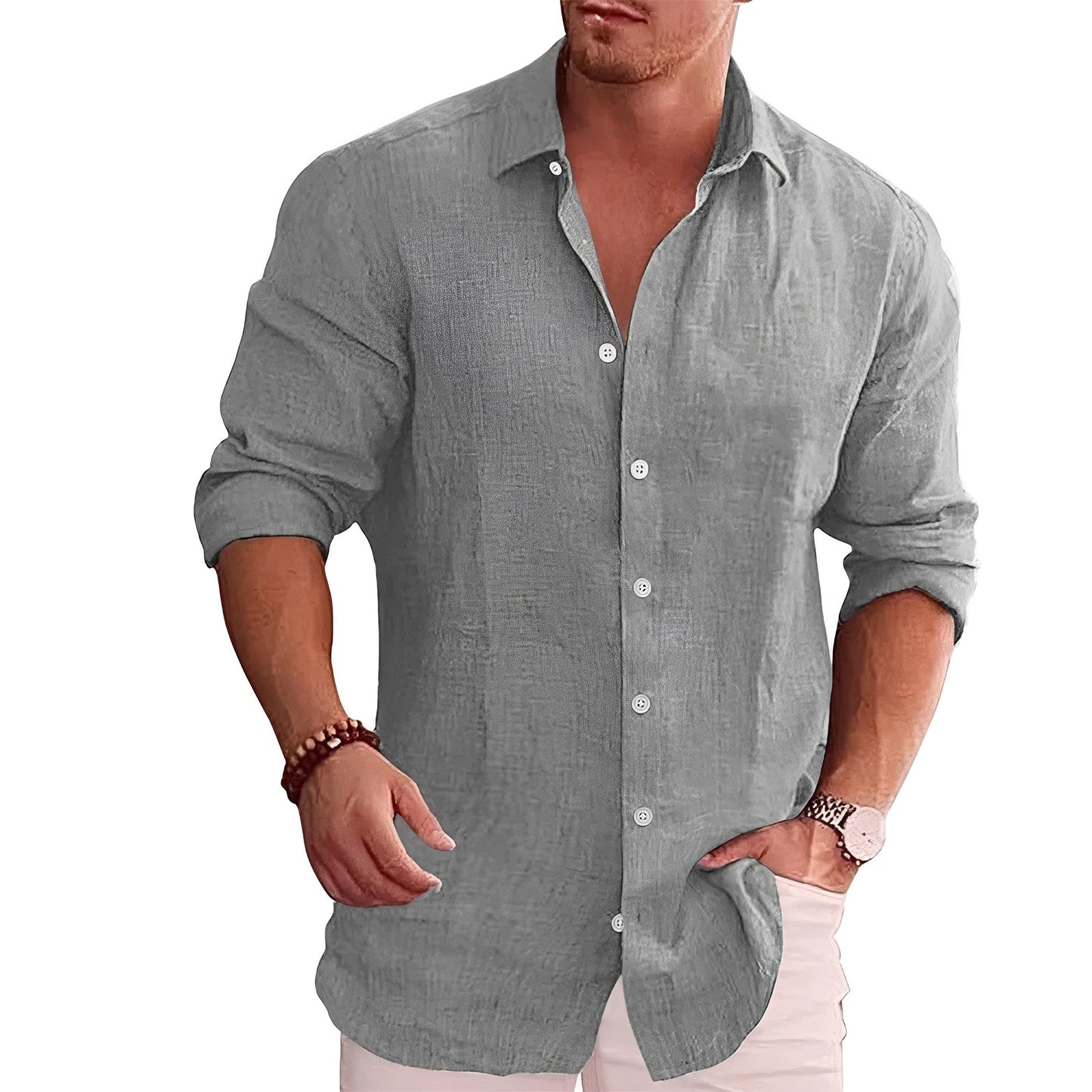 Camicia Uomo Slim Fit Manica Lunga Casual