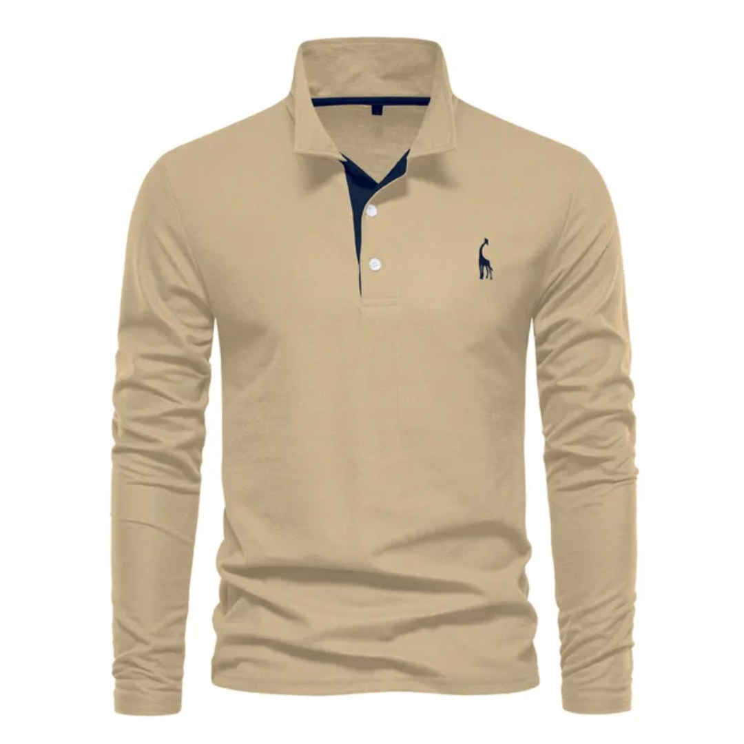 Polo Uomo Golf Manica Lunga Vestibilità Larga