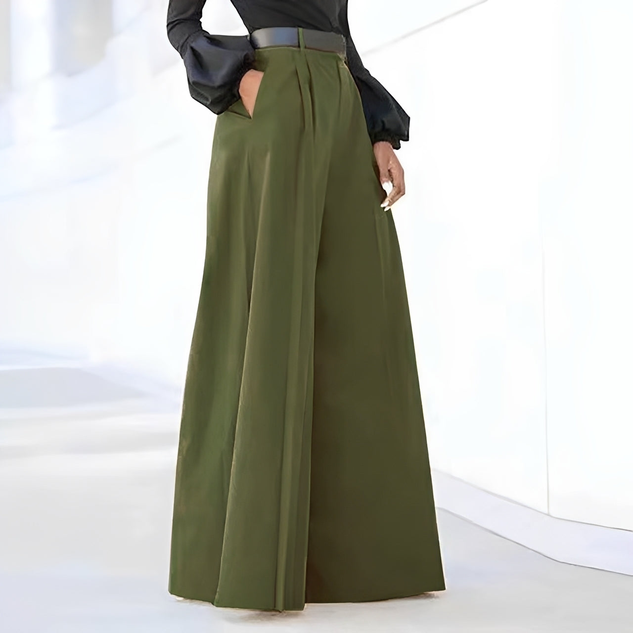 Pantaloni Donna Eleganti a Zampa Vestibilità Ampia