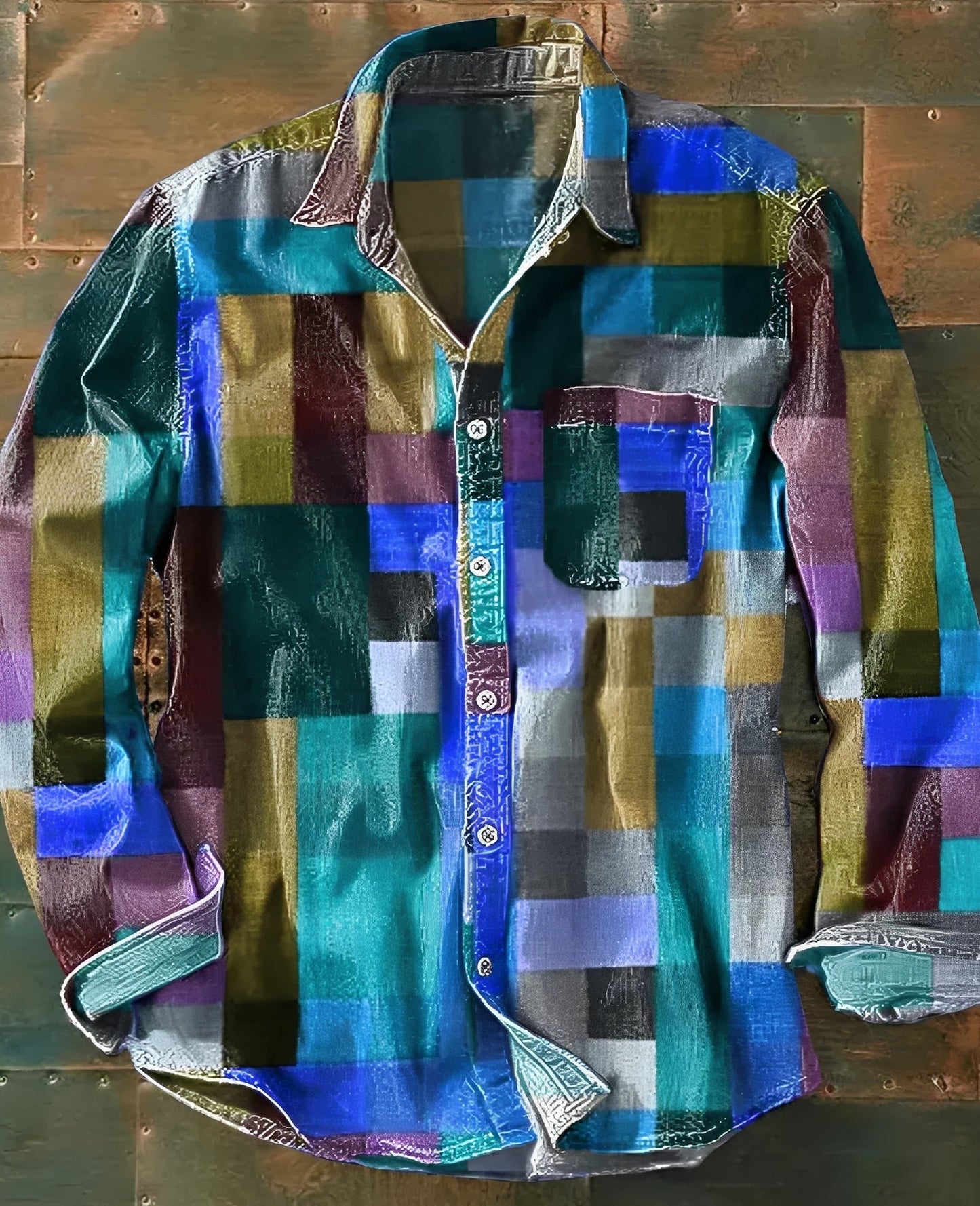 Camicia Uomo Classica Fantasia Manica Lunga
