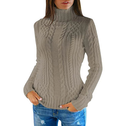 Maglione Donna a Treccia Collo Alto Morbido