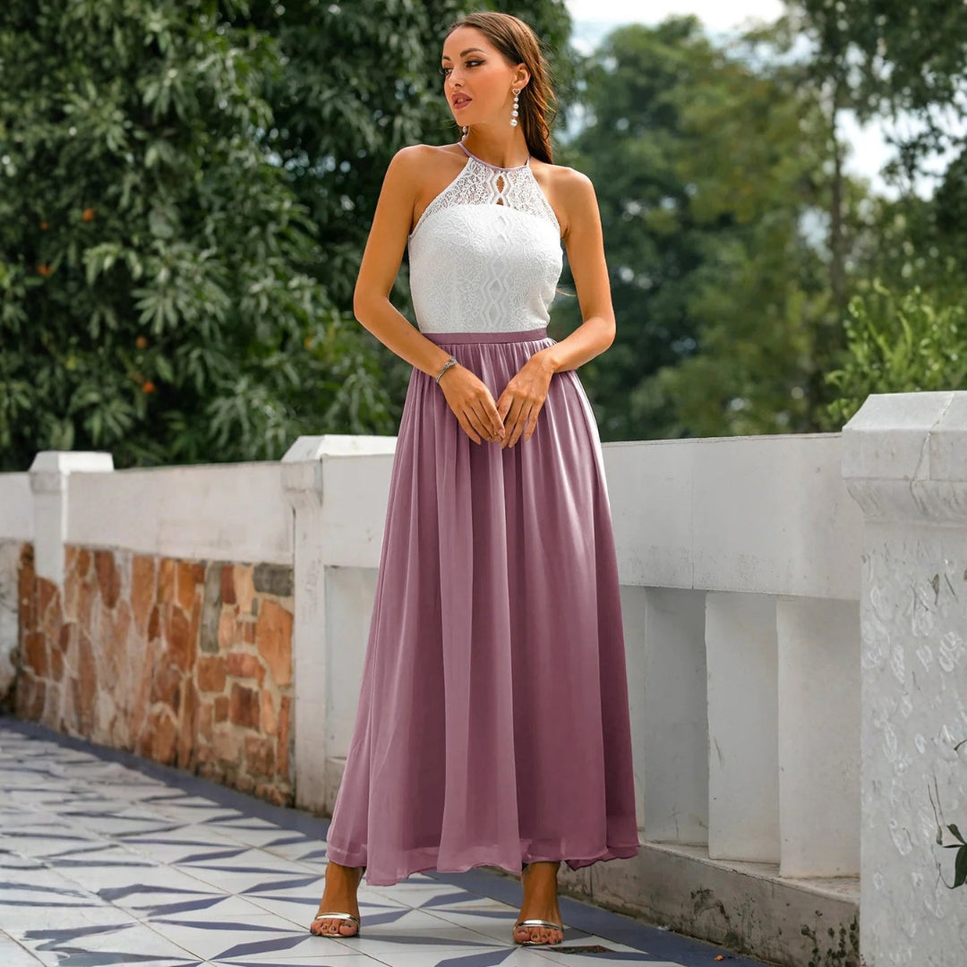 Abito Maxidress Donna Scollo a Halter Elegante