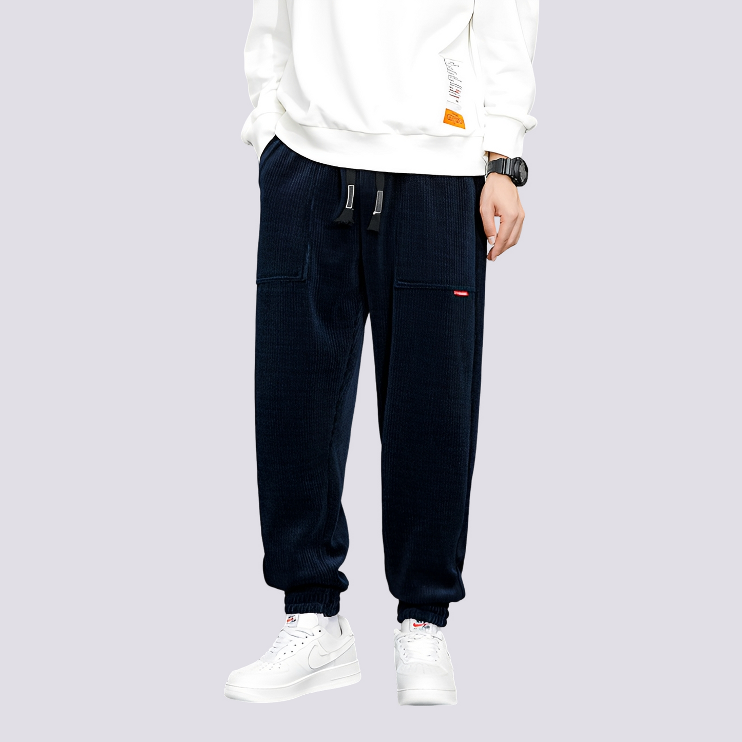 Pantaloni Jogging Uomo in Velluto a Coste Vestibilità Comoda