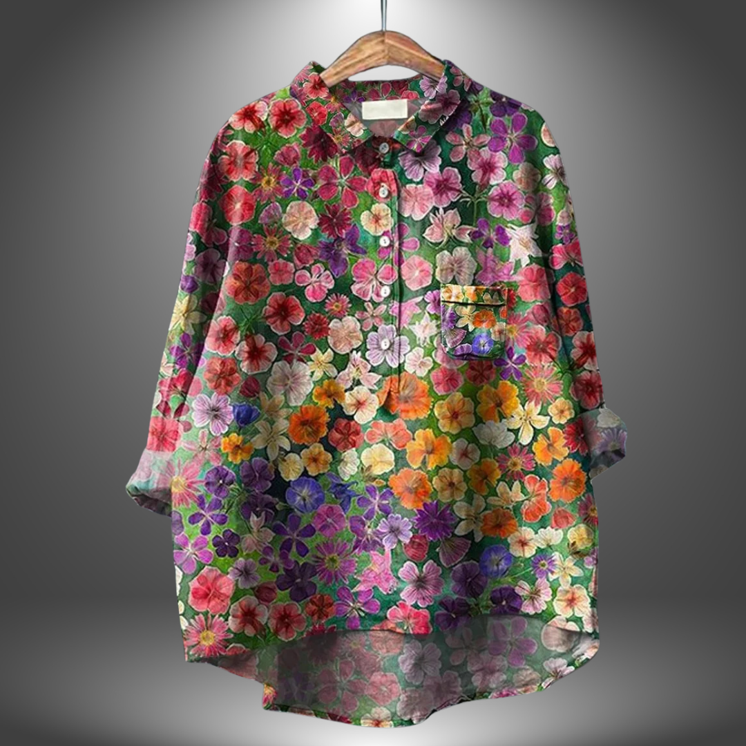 Camicia Donna Manica Lunga Fantasia Floreale