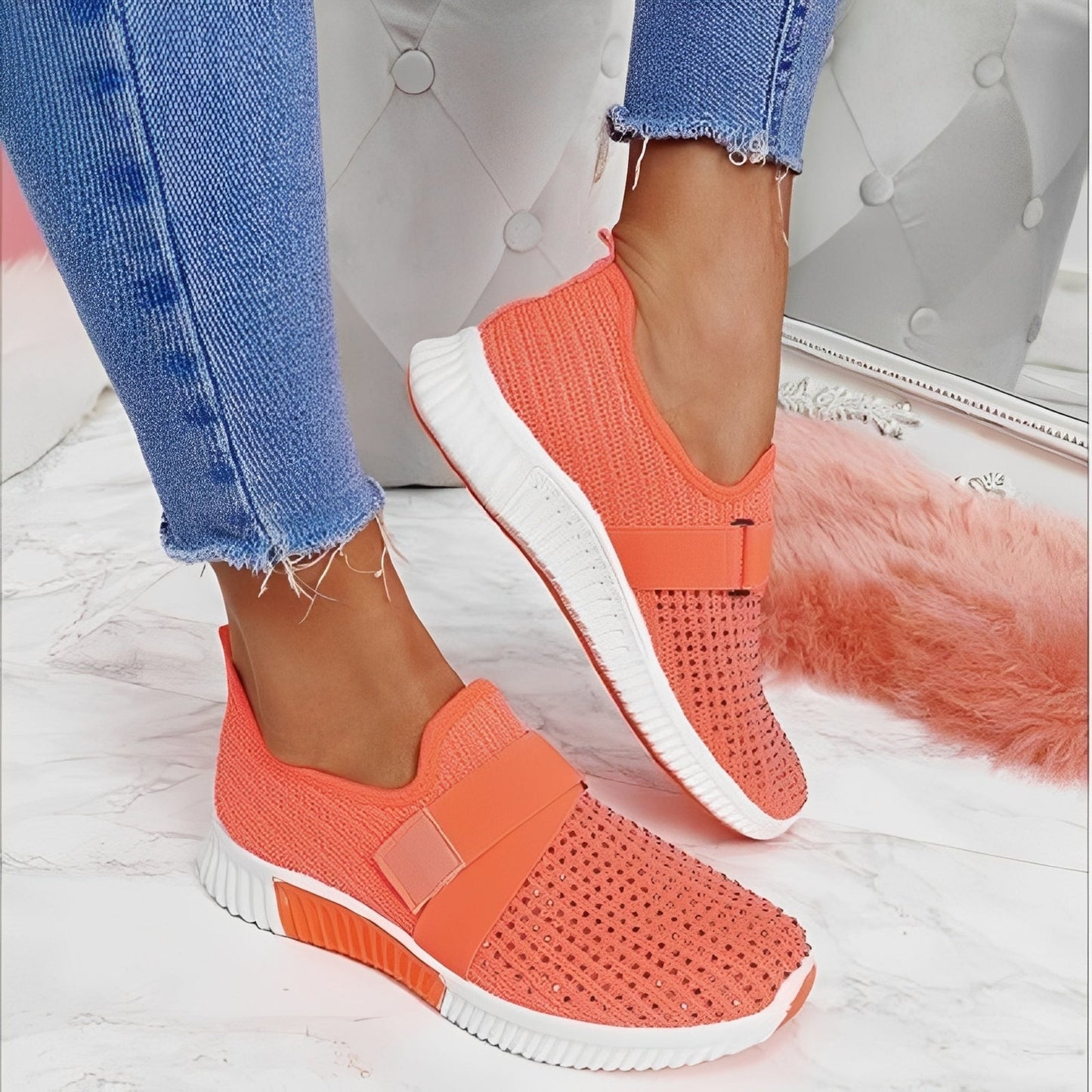Scarpe Basse Donna con Chiusura a Strappo Comode