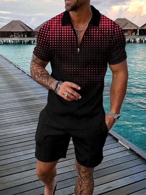 Completo Tempo Libero Uomo Due Pezzi con Stampa Casual
