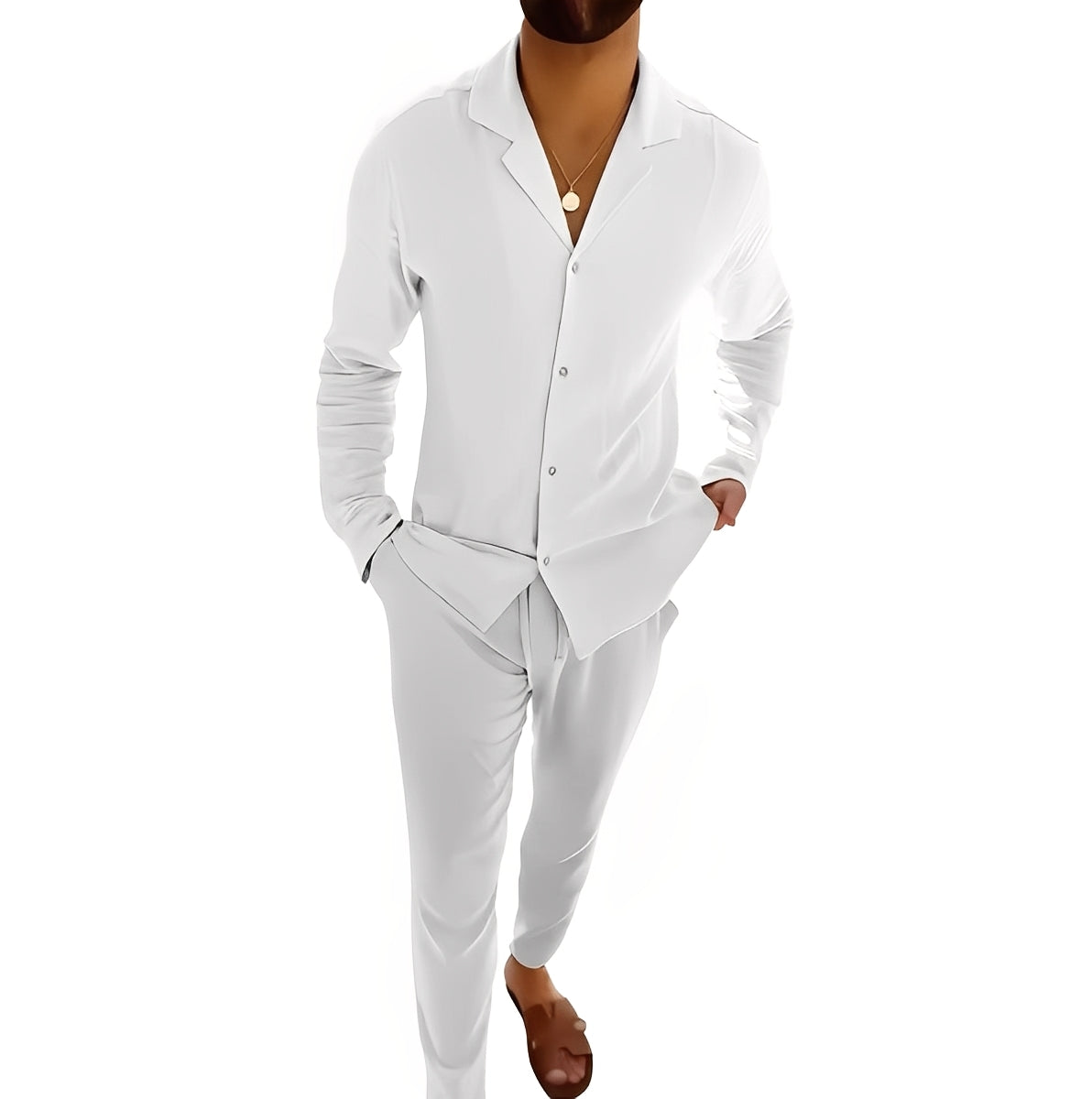Completo Uomo Polo Manica Lunga e Pantaloni Regular Fit