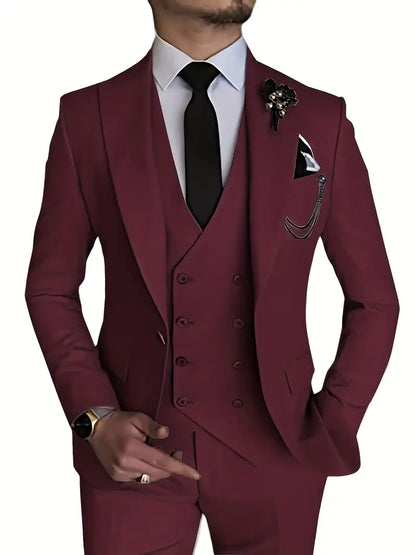 Completo Business Uomo Blazer Gilet e Pantaloni Taglio Classico