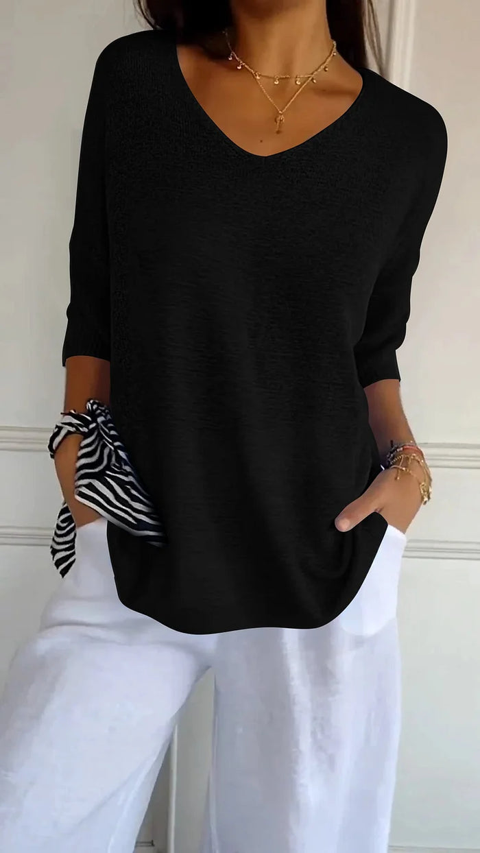 Donna in Maglia Scollo a V