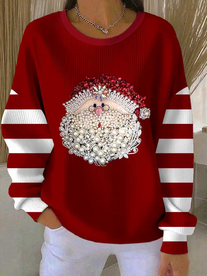 Maglione Donna Natalizio in Maglia con Motivo Babbo Natale - Brentozzi