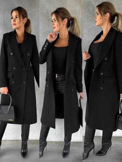 Cappotto Donna Doppio Petto Tessuto Classico Elegante