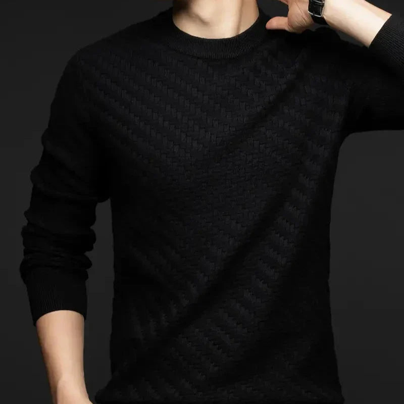 Maglione Uomo Girocollo con Motivo a Rilievo