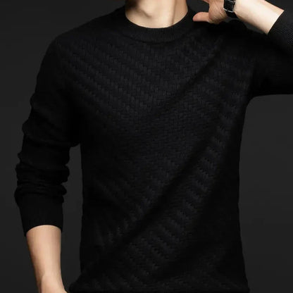 Maglione Uomo Girocollo con Motivo a Rilievo