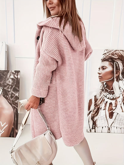 Cardigan Donna con Cappuccio Effetto Cashmere Elegante