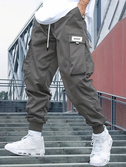 Pantaloni Cargo Uomo Streetwear Tasche e Polsini Elasticizzati
