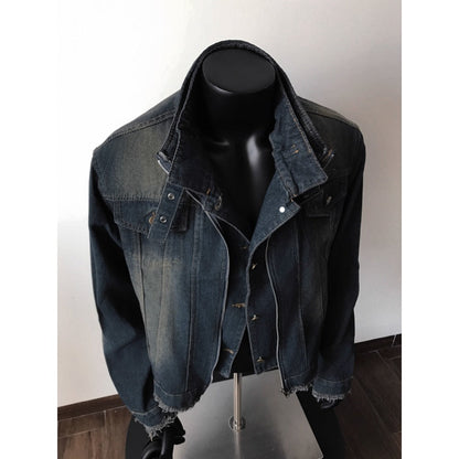 Jeansjacke Unisex con Orlo Sfrangiato Vestibilità Regular