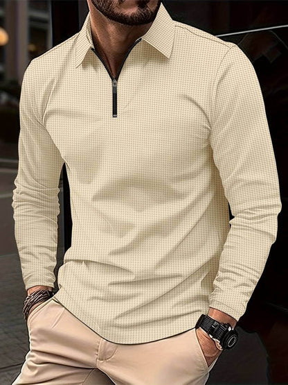 Maglia Uomo in Tessuto Waffle Manica Lunga Scollo a V