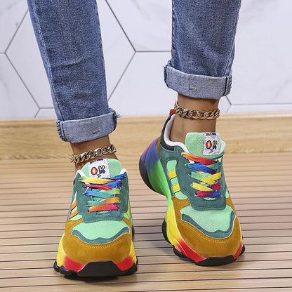 Sneaker Donna Stringate Suola Spessa