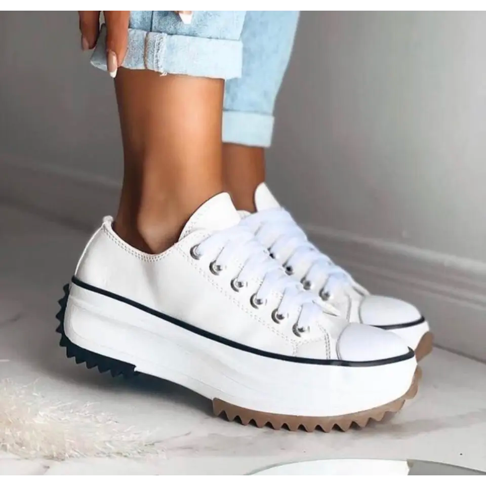 Sneakers Donna Platform Tela Suola Spessa Bassa