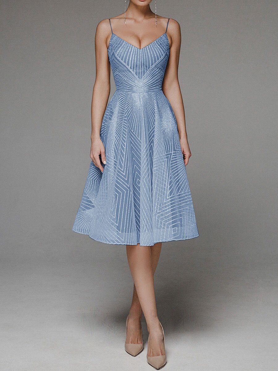 Abito Midi Donna Linea A Spalline Sottili